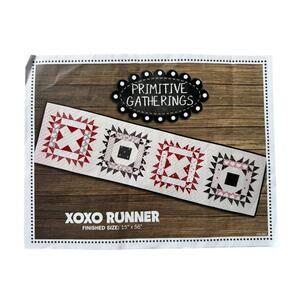 PRIMITIVE GATHERINGS XOXO Runner Quilt Pattern Hugs Kisses Valentines 15x56”